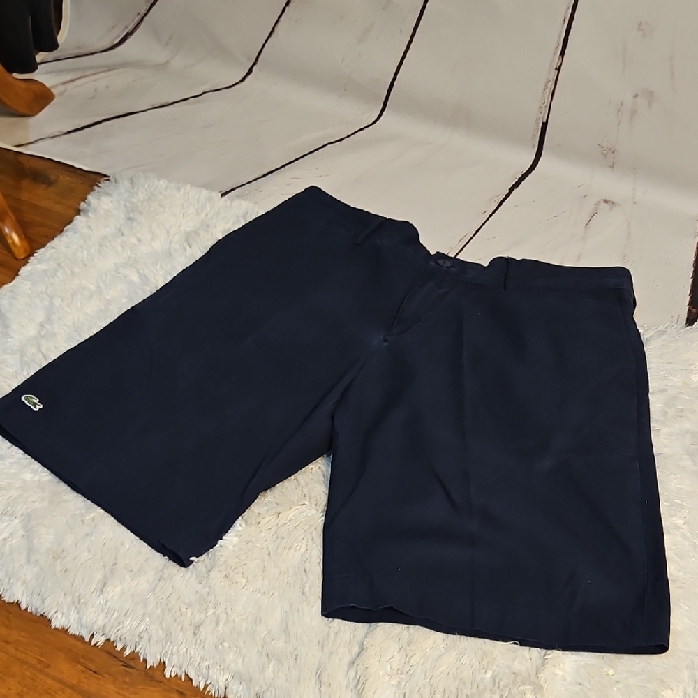 Lacoste Men's Navy Blue Shorts Casual‎ Chino Flat Front Golf Summer